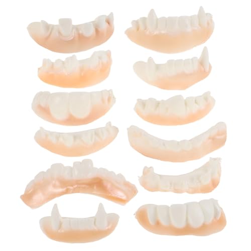 GARIOUANS 12 Stück Teiliges Realistischer Vampirzähne Scherzgebiss Halloween Kostüm Zubehör für Party Cosplay und Grusel Dekoration Erwachsene von GARIOUANS