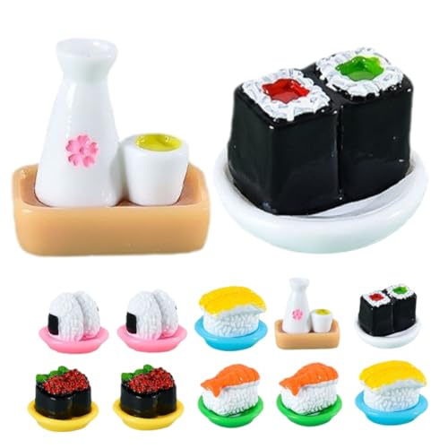 GARIOUANS 12 Stück Teiliges Realistisches Sushi Modell aus Robustem Resin Lebensnahe Miniatur Deko für Ausstellung Küchen und Ladendekoration Künstliches Japanisches Sushi Ornament von GARIOUANS