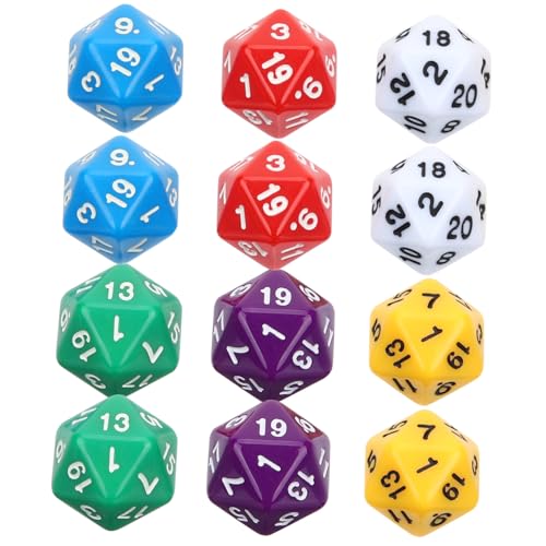 GARIOUANS 12 Stück Teiliges Seitige Acryl Würfel Langlebige Polyedrische Spielwürfel für Rollenspiele Brettspiele Tischspiele und Bildungszwecke Verschleißfest und Angenehm zu Halten von GARIOUANS