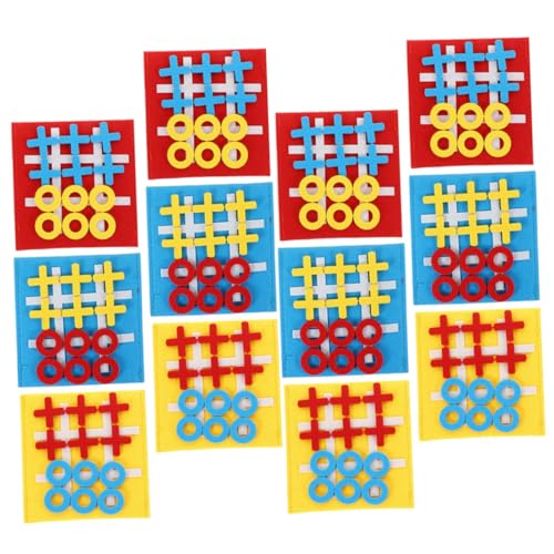GARIOUANS 12 Stück Teiliges Ticktacktoe Brettspiel aus Filz Interaktives Mini Toe in Farben Leichtes Tragbares Strategiespiel für Problemlösung und Kreativität von GARIOUANS