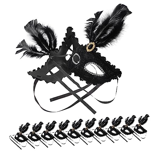 GARIOUANS 12 Stück Teiliges Wiederverwendbare Maske mit Federn Kreative Maskerade Halbgesichtsmaske für Cosplay und Partys für Karneval Halloween und Tanzveranstaltungen von GARIOUANS
