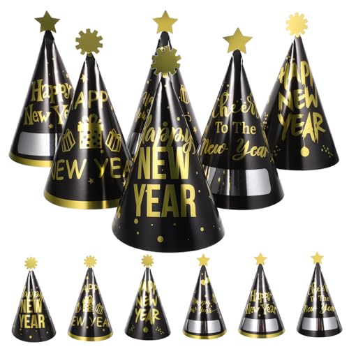 GARIOUANS 12 Stück Teiliges Year Party Schwarze und Goldene Kegelpapierhüte mit Neujahrsdesign und Glückwünschen Leichte Silvester Partyhüte als Lustige Deko und Fotorequisiten für GARIOUANS 12 Stück Teiliges Year Party Schwarze und Goldene Kegelpapierhüte mit Neujahrsdesign und Glückwünschen Leichte Silvester Partyhüte als Lustige Deko und Fotorequisiten für von GARIOUANS