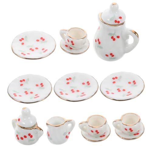 GARIOUANS 15stücke Miniatur-Tee-Service Set Keramik Mit Und Tellern Für Puppenhäuser Und Teepartys Dekoration Für Mädchen-Rollenspiele von GARIOUANS
