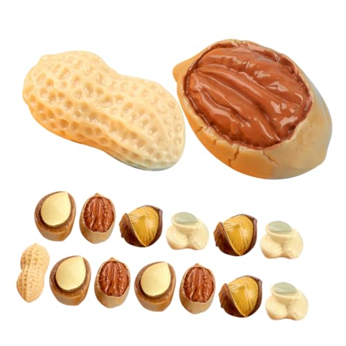 GARIOUANS 15 Stück Teiliges Mini DIY Harz Realistische Simulierte Mini Nüsse Deko Detailreiches Resin Embellishment für Bastelarbeiten Haaraccessoires und Puppenhäuser von GARIOUANS