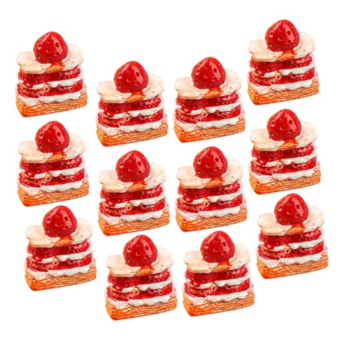 GARIOUANS 15 Stück Teiliges Miniatur Erdbeer Kuchen aus Resin Realistische Miniatur Lebensmittel Dekoration für Puppenhaus Kleine Dreistöckige Erdbeercreme Torten Modelle Mini Haus Deko GARIOUANS 15 Stück Teiliges Miniatur Erdbeer Kuchen aus Resin Realistische Miniatur Lebensmittel Dekoration für Puppenhaus Kleine Dreistöckige Erdbeercreme Torten Modelle Mini Haus Deko von GARIOUANS