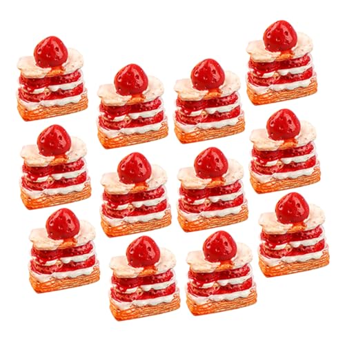 GARIOUANS 15 Stück Teiliges Miniatur Puppenhaus Kuchen Set Stöckige Künstliche Erdbeer Sahne Torten Realistische DIY Dessert Deko Leicht Langlebig Detailgetreue Spiel Nahrungsmittel Modelle von GARIOUANS