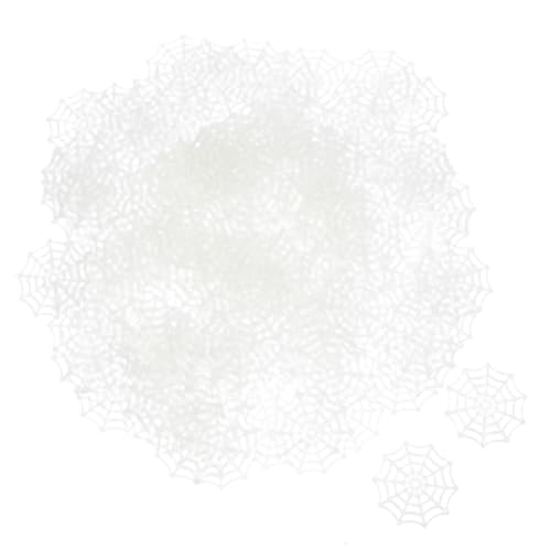GARIOUANS 150 Stück Luminous Spider Web Accessoires Dame Halloween realistisch klein drinnen groß Spinnennetz- Spiderweb Spinnennetz aus Kunststoff Spinnennetze Plastik Weiß von GARIOUANS