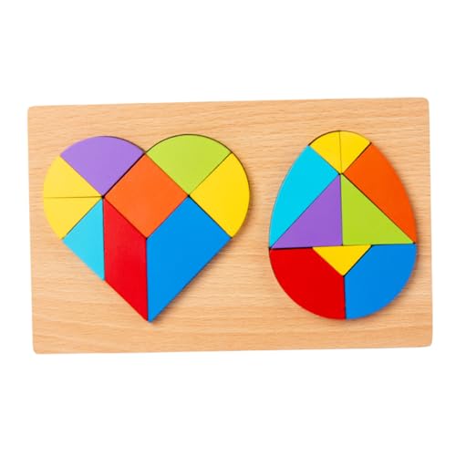 GARIOUANS 1Satz Einstellbares Holz Puzzle für Herz und Ei Formen Pädagogisches aus Hochwertigem Holz für Kleinkinder Kreativität von GARIOUANS
