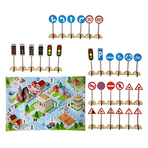 GARIOUANS 1Satz Holz Verkehrszeichen Für Pädagogisches Lernspielzeug Zur Verkehrserziehung Straßenschild Für Frühe Bildung Und Kreatives von GARIOUANS