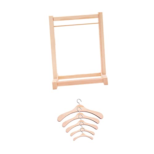 GARIOUANS 1Satz Kleines Puppenkleider Set aus Holz Teiliges Kleiderständer Set für Puppen Langlebig und Praktisch für Kinderzimmer und Puppenstudios von GARIOUANS