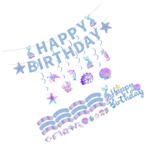 GARIOUANS 1Satz Meerjungfrau Geburtstagsdeko Hängende Banner Cupcake Topper Großes Banner Kleine Anhänger Spiralförmige Dekorationen für Unvergessliche GARIOUANS 1Satz Meerjungfrau Geburtstagsdeko Hängende Banner Cupcake Topper Großes Banner Kleine Anhänger Spiralförmige Dekorationen für Unvergessliche von GARIOUANS