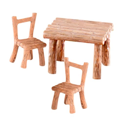 GARIOUANS 1Satz Miniaturtisch Stuhl Set für Mikro Landschaftsdekoration Teiliges Gartenmöbel Set aus Langlebigem Harz für Puppenhaus und Garten Ergänzung für Ihre von GARIOUANS