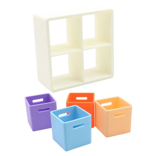 GARIOUANS 1Satz Puppenhaus Organisationsbox mit Lagerregal Kunststoff Mini Möbel für Kreative DIY Puppenhausgestaltung zur Aufbewahrung von Kleinteilen und Puppenzubehör von GARIOUANS
