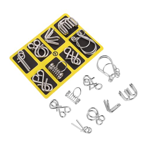 GARIOUANS 2 Sätze Intelligentes Unlock Metall Puzzle Edelstahl draht Rätselset Gehirntrainingsspiel für Konzentration und Geschicklichkeit Pädagogisches Denkspiel für Erwachsene von GARIOUANS