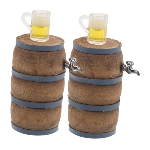 GARIOUANS 2 Sätze Mini Bierfass Deko mit Miniatur Holzfass und Mini Bierkrügen Kompakte Puppenhaus Bar Zubehör für Feengarten und DIY Miniatur Dekoration von GARIOUANS