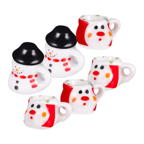 GARIOUANS 2 Sätze Miniatur Schneemann Tee Set aus Keramik Mini Porzellan Teekannen und Tassen für Puppenhaus Küchenspiel Vielseitiges Weihnachts-deko Zubehör für Eltern-Junge Mädchen Spiel von GARIOUANS