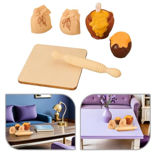 GARIOUANS 2 Satz Miniatur Backzubehör für Puppenhaus mit Holzteigrolle Honigglas und Küchenwerkzeugen Realistische Mini-küchen-Dekoration für Puppenhaus Foto-Requisiten und Kreatives Spiel GARIOUANS 2 Satz Miniatur Backzubehör für Puppenhaus mit Holzteigrolle Honigglas und Küchenwerkzeugen Realistische Mini-küchen-Dekoration für Puppenhaus Foto-Requisiten und Kreatives Spiel von GARIOUANS