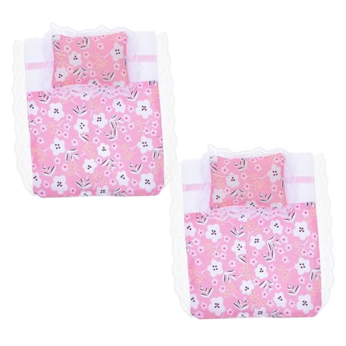 GARIOUANS 2satz Modernes Puppenhaus Bettwäsche Set Miniatur Bett Mit Kissen Und Decken Für Kreatives Spiel Puppenhaus Dekoration Platzsparendes Design Liebevolle Details Für Verschiedene von GARIOUANS