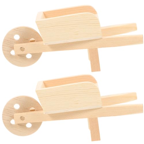 GARIOUANS 2 Stck. Mini Schubkarre Modell Holz Puppenhaus Deko für Gartenlandschaft mit Feinen Details für DIY Miniaturprojekte und Modell Sammlungen von GARIOUANS