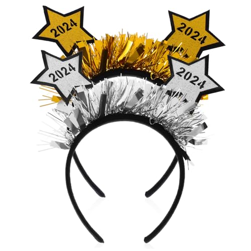 GARIOUANS 2 Stk. Neujahrs-stirnbänder Gold Silber Stern Kopfschmuck Partyzubehör Festliche Haarreifen Komfortabel Ergonomisch für Silvester Veranstaltung von GARIOUANS