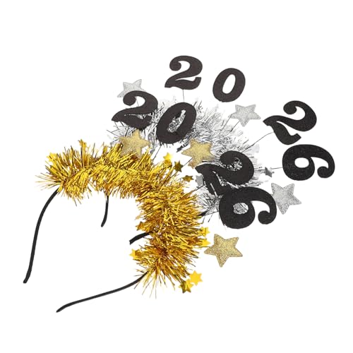 GARIOUANS 2 Stück 2026 Neujahrs-tiara – Stern-lametta-stirnband, Glitzernder Kopfschmuck Für Party-zubehör Zum Neujahr, Feiertagszubehör von GARIOUANS