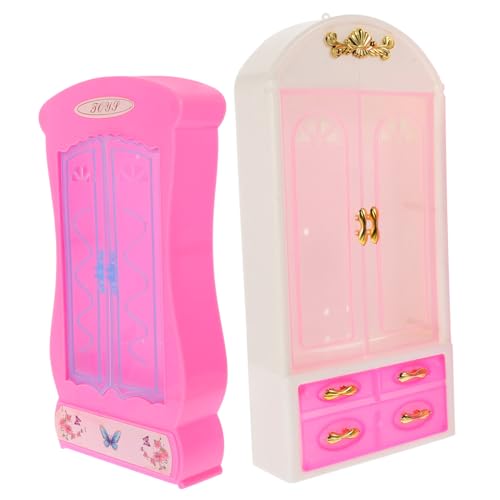 GARIOUANS 2stücke Miniatur Kleiderschrank Für Puppenhaus Weiße Und Rosafarbene Mini Möbel Für Und Spielzeughäuser Kreatives Zubehör Fantasie Und des Spiels von GARIOUANS