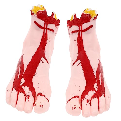 GARIOUANS 2 Stück Halloween Blutige Hand Gruselige Gefälschte Halloween Dekoration Halloween Requisite Füße Requisite Indoor Trick Requisiten Simulierende Fuß Requisiten Gefälschte Fuß von GARIOUANS