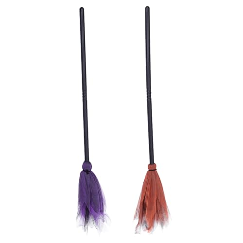 GARIOUANS 2 Stück Halloween Deko Hexenbesen Kunststoff Leicht Stabil Halloween Party Dekoration Ornament Vielseitig für Mottofeier und Kostümfest Geeignet Zufällige Farbe von GARIOUANS