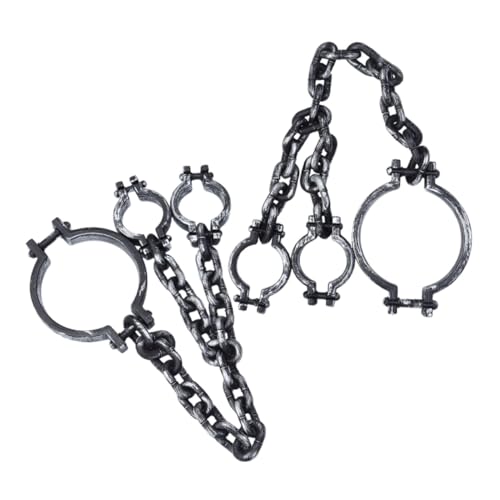 GARIOUANS 2 Stück Halloween Gefängnis-handschellen Kunststoff Realistischem Ketten-design Vielseitige Gefangenen-requisiten für Kostüm Partydeko und Halloween Cosplay Zubehör von GARIOUANS