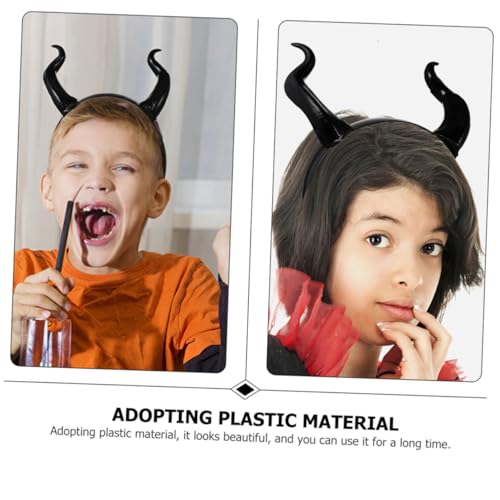 GARIOUANS 2 Stück Halloween Stirnband mit Teuflischen Hörnern Kunststoff Kopfschmuck Bequemes Abnehmbares Horn Accessoire für Karneval Kostüm Party und Cosplay Lustiges Halloween Haarband von GARIOUANS