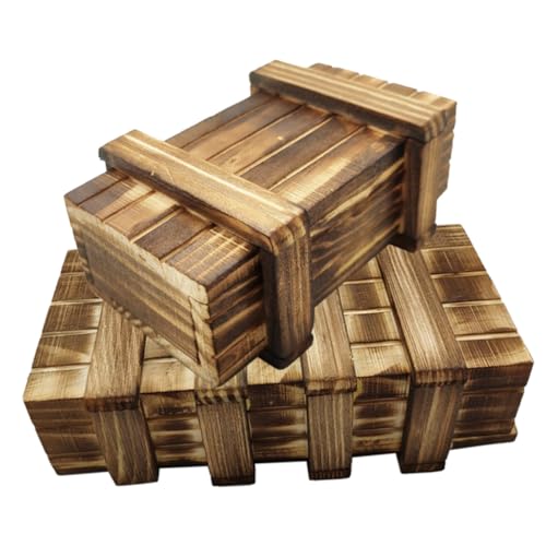 GARIOUANS 2 Stück Holz Rätselbox Holzspielzeug für Lernspielzeug Logischem Denken und Feinmotorik Sichere Holzbox mit Geheimfach Pädagogisches Geschenk für Geburtstag und Feiertage von GARIOUANS