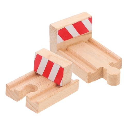 GARIOUANS 2 Stück Holzeisenbahn Stoppschienen aus Natürlichem Holz DIY Zugschienen Zubehör für Kreative Einfache Montage Kompatibel mit Holzeisenbahn Gleisen Fördert Fantasie und Spielspaß von GARIOUANS