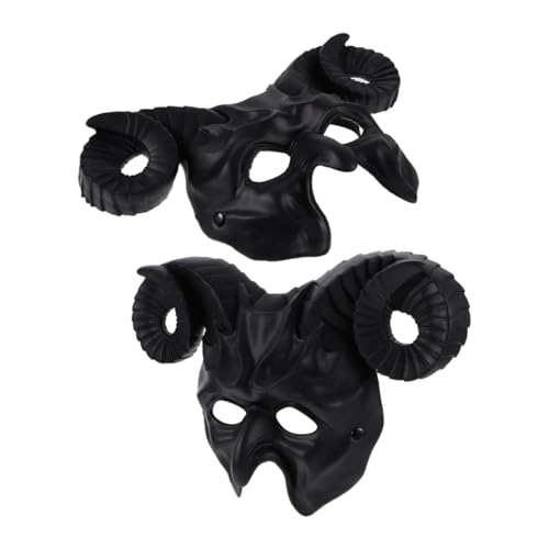 GARIOUANS 2 Stück Horn Halloween Maske Halbgesichtsmaske mit Hörnern für Faschingskostüm Cosplay Party Tierisches Accessoire für Halloween und Festliche Anlässe von GARIOUANS