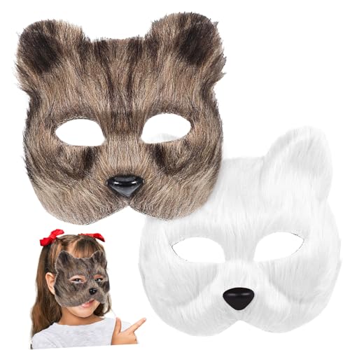GARIOUANS 2 Stück Maske Realistische Tiermasken für Halloween Furry Maske für Cosplay und Maskerade Elastisches Band für Sicheren Halt Partys von GARIOUANS