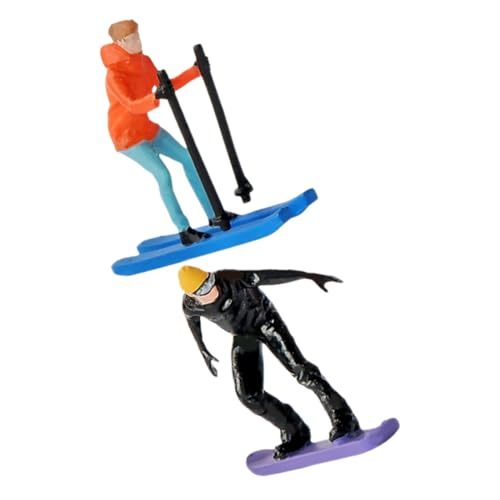 GARIOUANS 2 Stück Maßstab Handbemalt Skifahrer Modell Teiliges für Diorama Makrofotografie Mini Wintersport Szene Sammler Zubehör von GARIOUANS