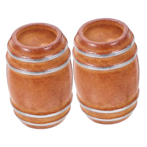 GARIOUANS 2 Stück Mini Holzfass Deko Miniatur Bierfass Modell Puppenhaus Kneipe Mini Bar Accessoire für DIY Szenen Fotografie Requisiten für Sammler von GARIOUANS