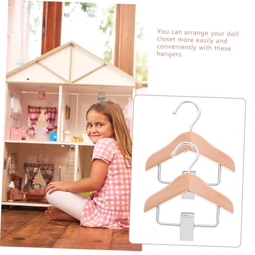 GARIOUANS 2 Stück Mini Holzkleiderbügel für Puppenkleidung Stabile Kleine Puppenbügel Praktische Dekoration für Puppenschrank und Puppenzubehör Leicht und Platzsparend von GARIOUANS