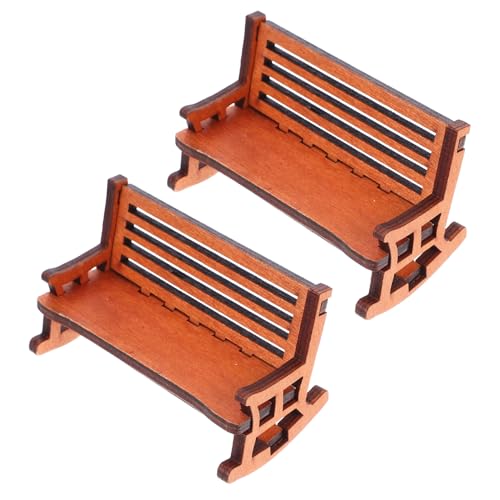 GARIOUANS 2 Stück Mini Stuhl Dekoration Stühle Möbel Schaukelstuhl Feengartenstuhl Feengartenbank Puppenhausbank DIY Puppenhaus Schaukelstuhl Zubehör Feengarten Braunes von GARIOUANS
