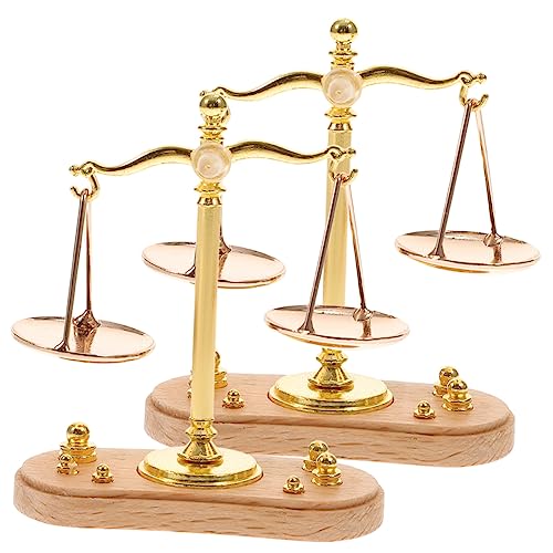 GARIOUANS 2 Stück Mini-Waage Miniaturen Puppenhäuser winzig Miniaturgewichte kinderzimmerdeko Room Decoration Modell Einer Miniaturwaage Miniaturmaßstab Zinklegierung Golden von GARIOUANS
