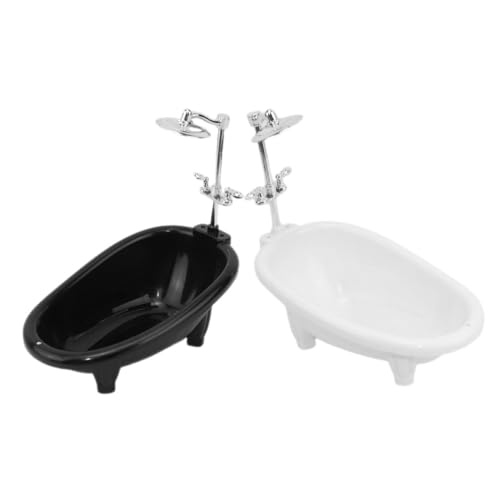 GARIOUANS 2 Stück Mini-Wanne Möbel Badewanne Babybadwanne puppenhaus Miniatur DIY Landscape Decor Nettes Badezimmerzubehör Badezimmer-Szene-Requisite Puppenhausangebot Plastik von GARIOUANS