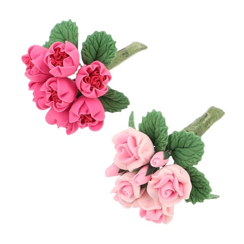 GARIOUANS 2 Stück Miniatur Dollhouse Blumenbouquet aus Resin Kleine Künstliche Blumen Realistische Mikro-Dekoration für Puppenhausmöbel Kreative DIY Accessoires für Minipuppenhäuser von GARIOUANS