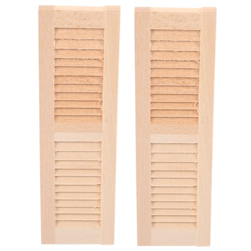 GARIOUANS 2 Stück Miniatur Fensterläden DIY Holzfenster für Puppenmöbel Miniatur Deko Langlebig Stabil für Puppenhaus Raumdekoration von GARIOUANS