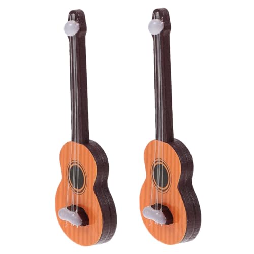 GARIOUANS 2 Stück Miniatur Gitarre Modell aus Holz Teiliges Realistische Mini Musikinstrumente für Puppenhaus Zubehör Dekorative Mini Gitarren mit Glatter Oberfläche Langlebig und von GARIOUANS