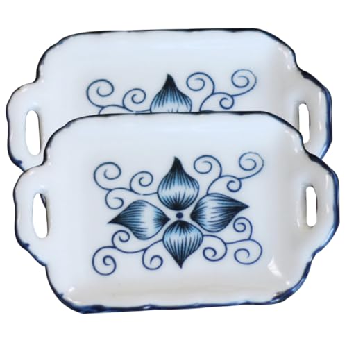 GARIOUANS 2 Stück Miniatur Puppenhaus Teeservice Keramik Teetassen Tablett Mini Haus Dekoration Leicht für DIY Basteln und Miniatur Landschaft Zubehör von GARIOUANS