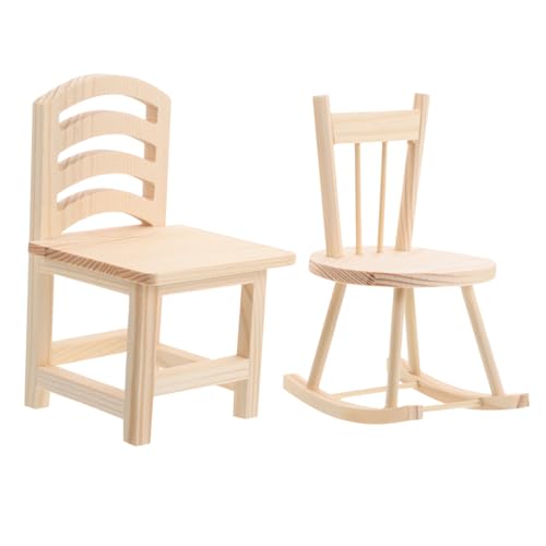 GARIOUANS 2 Stück Miniatur Schaukelstuhl Teiliges DIY Puppenhaus Möbel aus Holz für Kreative zum Malen und Dekorieren für Spielzimmer und Kindergarten GARIOUANS 2 Stück Miniatur Schaukelstuhl Teiliges DIY Puppenhaus Möbel aus Holz für Kreative zum Malen und Dekorieren für Spielzimmer und Kindergarten von GARIOUANS