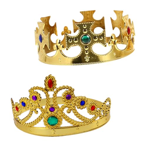 GARIOUANS 2 Stück Party Goldene Kunststoffkrone für Königin Verkleidung Zubehör für Kindergeburtstag Cosplay Karneval und Mottoparty Leicht und Tragbar Glänzende Dekoration GARIOUANS 2 Stück Party Goldene Kunststoffkrone für Königin Verkleidung Zubehör für Kindergeburtstag Cosplay Karneval und Mottoparty Leicht und Tragbar Glänzende Dekoration von GARIOUANS