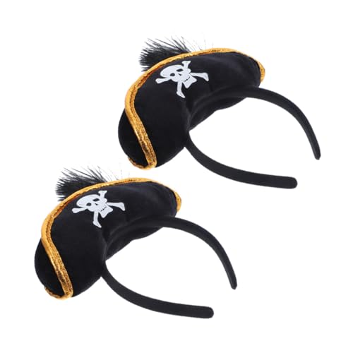 GARIOUANS 2 Stück Piratenhut Haarreif Halloween Haarband Piratenkostüm Zubehör Atmungsaktiv Leicht Cosplay Party Kopfschmuck Unisex für Karneval und Verkleidung von GARIOUANS