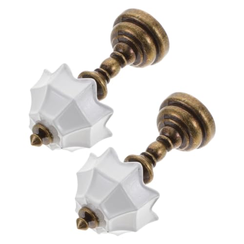 GARIOUANS 2 Stück Puppenhaus-Modell Puppenhauszubehör Spielzeughaus Szene Miniaturlampe tischlampe Miniatur-Hausbeleuchtung Mini-Lampe Mini House Decor Eisen Kaffee von GARIOUANS