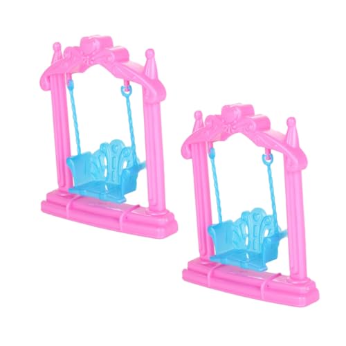 GARIOUANS 2 Stück Puppenhausschaukel Heimdekorationen Puppenhausverzierung Zubehör Für Puppenhäuser Mini-hausschaukel-Requisite DIY Mini Werkzeuge Mini-hausschmuck Plastik Rosa von GARIOUANS