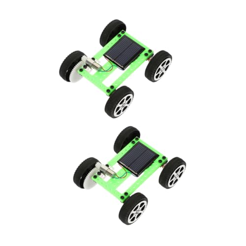 GARIOUANS 2 Stück Solarautospielzeug Wissenschaftsexperimente Solarbetriebenes Spielzeugset Aktivitäten-Engineering-kit Ingenieurexperimente Für Jungen Stem-wissenschafts-kit Metall Grün von GARIOUANS